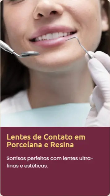 lentes de contato em porcelana e resina